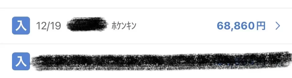 保険金でかえってきたお金の明細