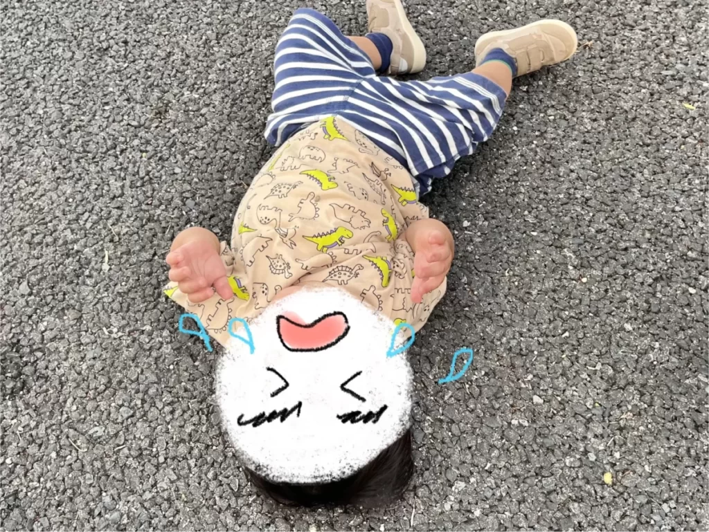 泣きわめく1歳児の様子
